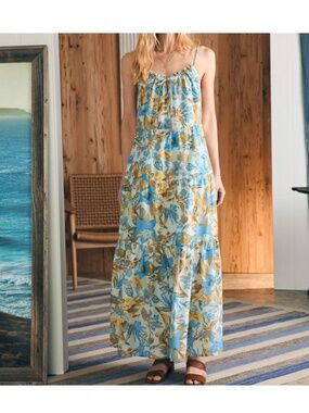 Faherty Silk Blend Sun Chaser Maxi Dress in Paradise Blossom